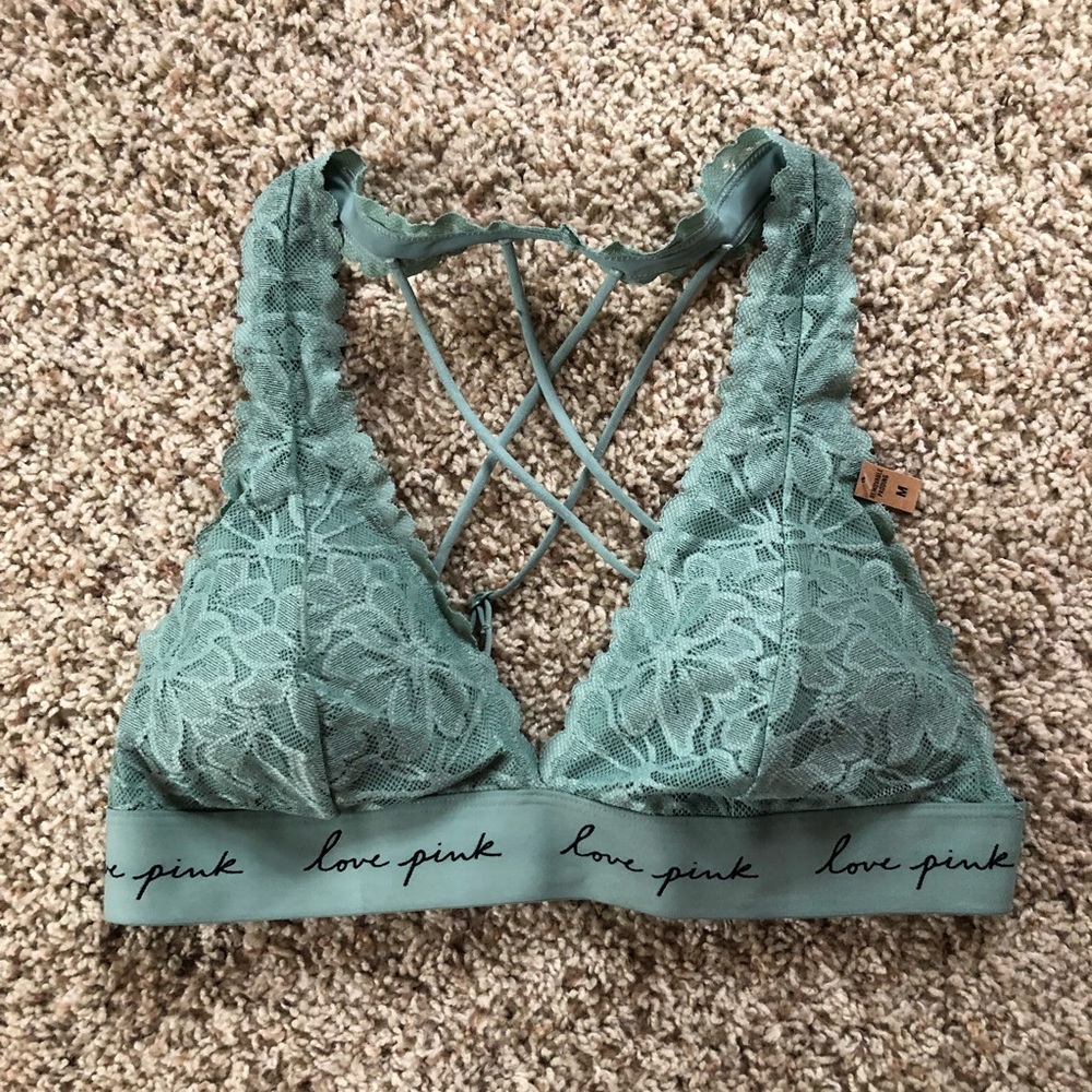 NWT PINK Victoria’s Secret Lace Halter Bralette Size M